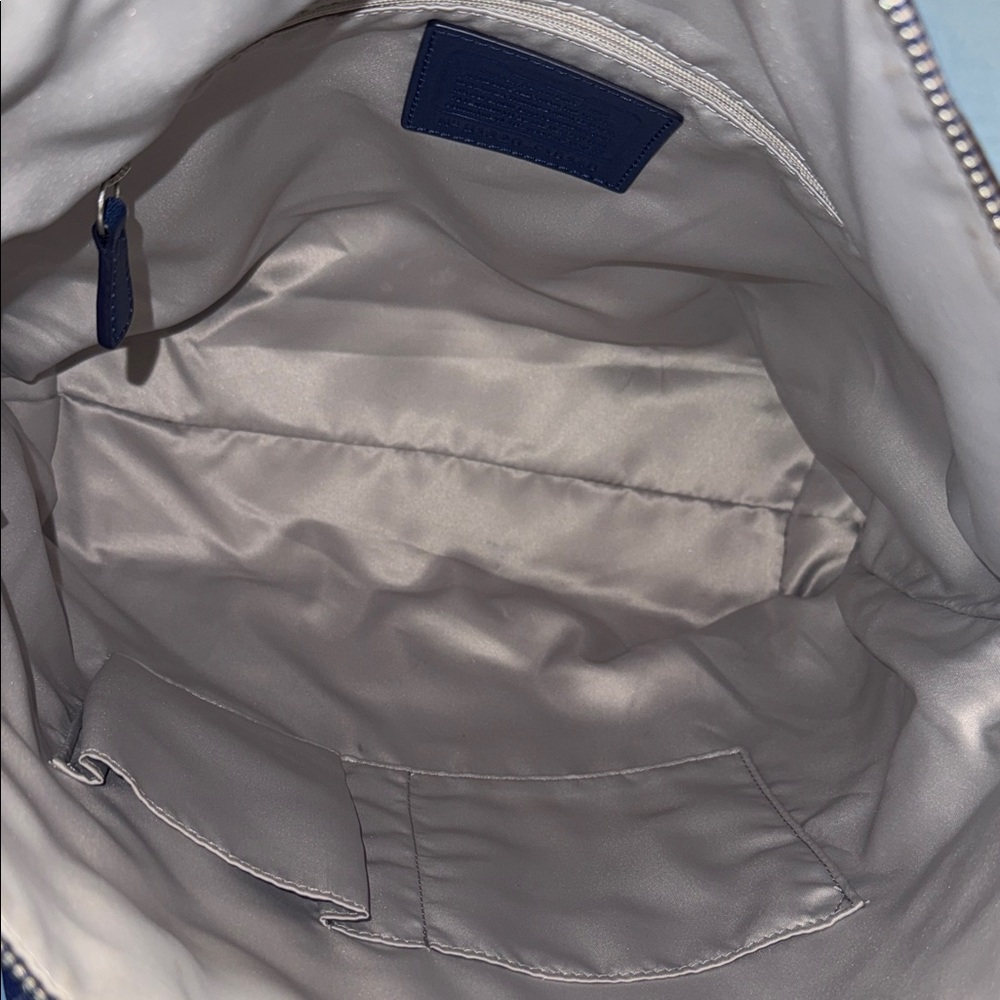 Coach Navy Blue Laura Signature Nylon Tote with Floral Scarf and Dust Bag EUC - Picture 6 of 7